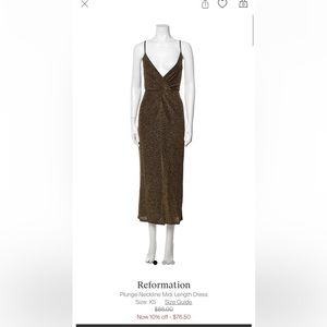 Reformation golden brown shimmery midi dress XS